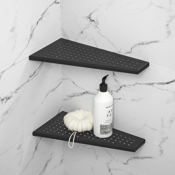 Eckablage Duschablage 304 Edelstahl ohne Bohren für Badezimmer Shampoo Halter Trapezförmiges quadrat