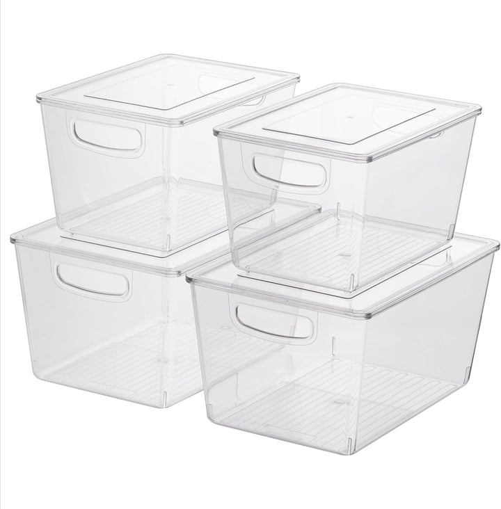 Navaris 4er Set Kühlschrank Organizer aus Kunststoff - 4x Aufbewahrungsbox für den Kühlschrank - Küh