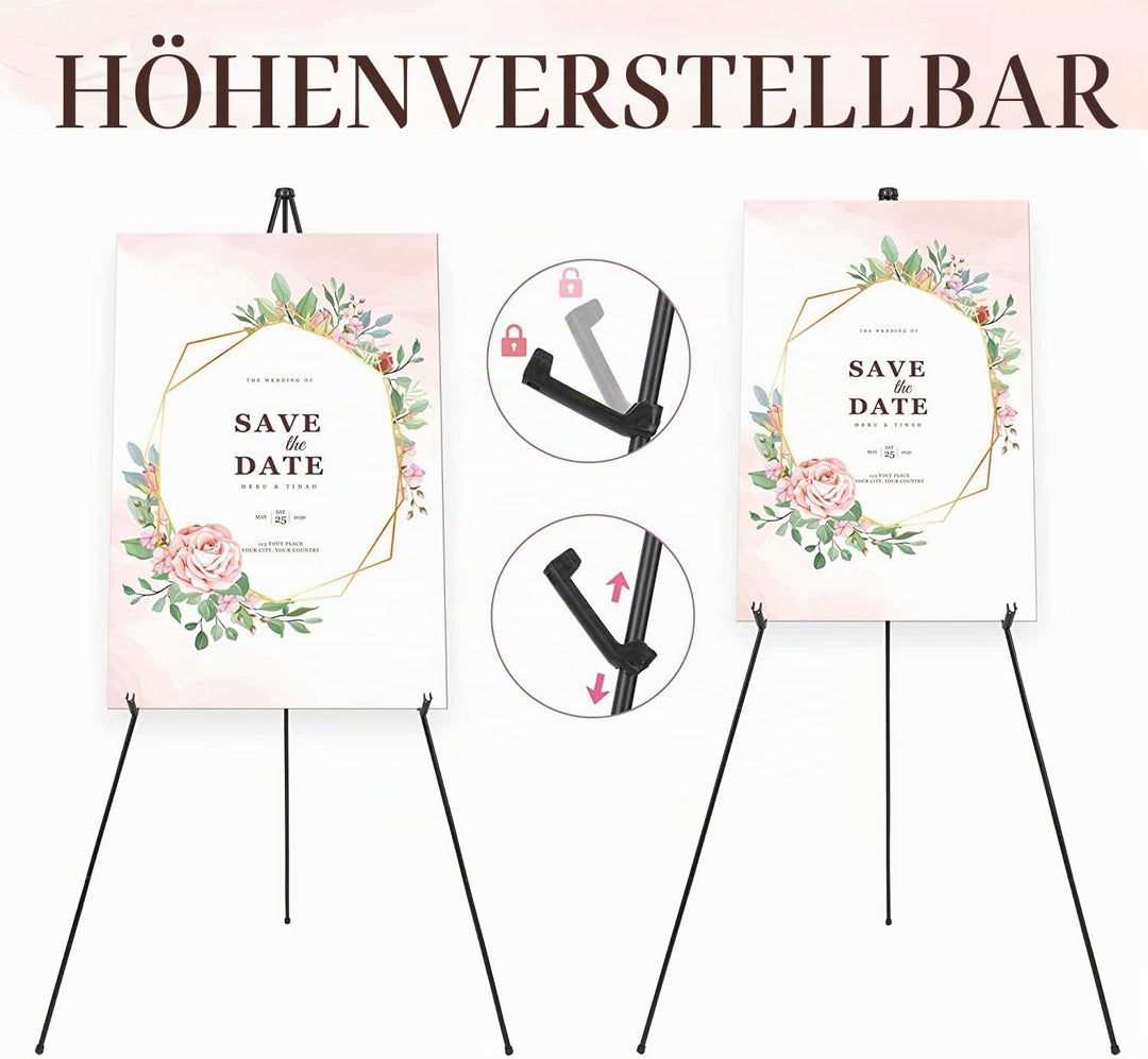 Staffelei Ständer für Hochzeitsschild & Poster 63''(160cm) Stativ zusammenklappbare tragbare Künstle