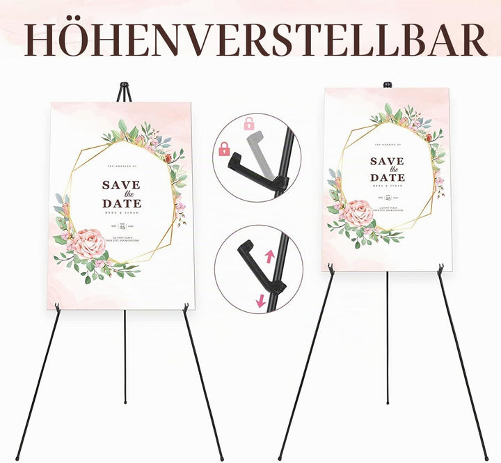 Staffelei Ständer für Hochzeitsschild & Poster 63''(160cm) Stativ zusammenklappbare tragbare Künstle