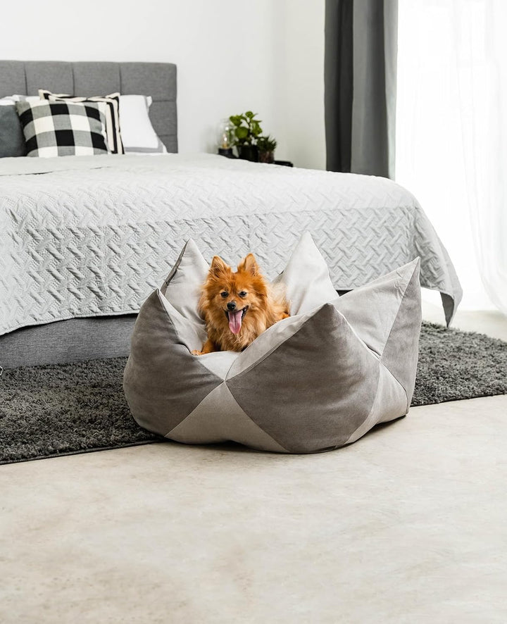 lionto Kronenkissen in Wildlederoptik für Katzen und kleine Hunde, extravagantes Sternenkissen mit a