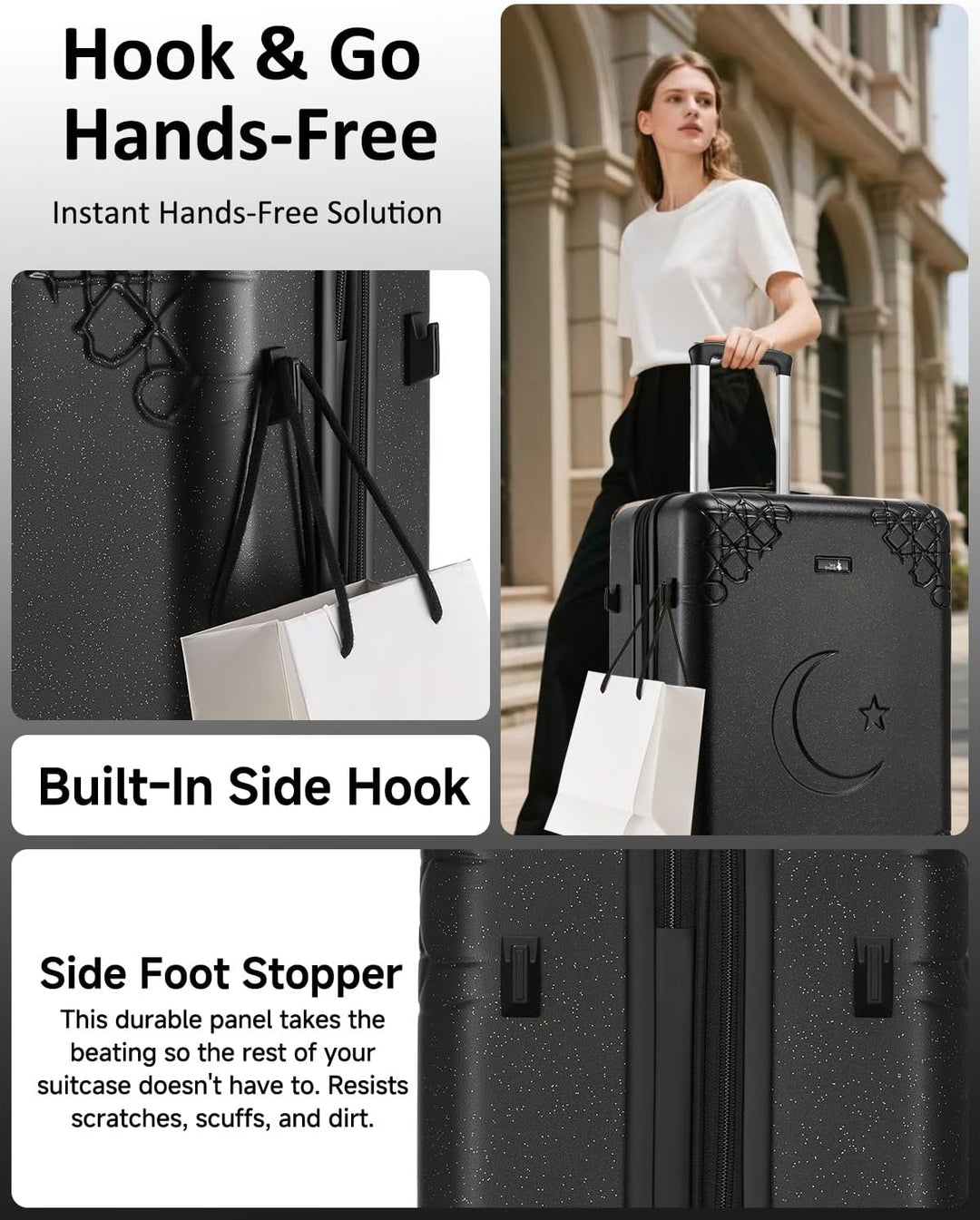 Sea choice Hartschalenkoffer Erweiterbar Reisekoffer mit Getränkehalter Leicht Koffer Set Trolley Ha