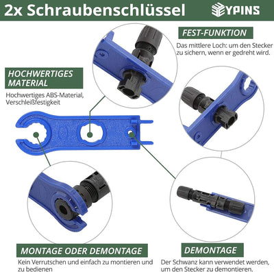 EYPINS Solar Abisolierzange Crimpzange Set, Crimpwerkzeuge + 10 Paar Männlich/Weiblich Solarpanel Ka