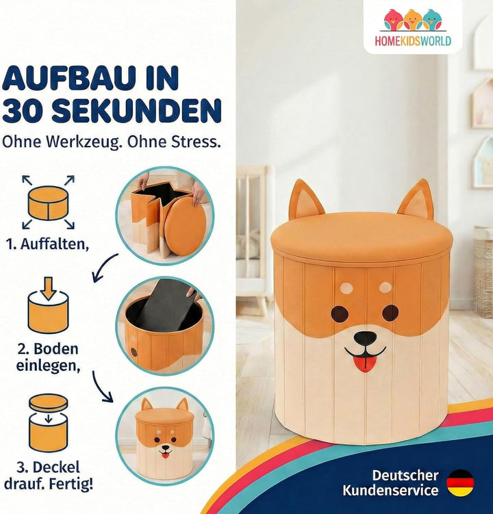 Spielzeugkiste Corgi - Aufbewahrungsbox mit Deckel Kinder, Spielzeugkiste mit Deckel, Spielzeugtruhe