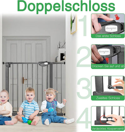 UISEBRT Türschutzgitter Ohne Bohren Treppenschutzgitter für Kinder 75 - 85cm breit, Auto-Close Baby