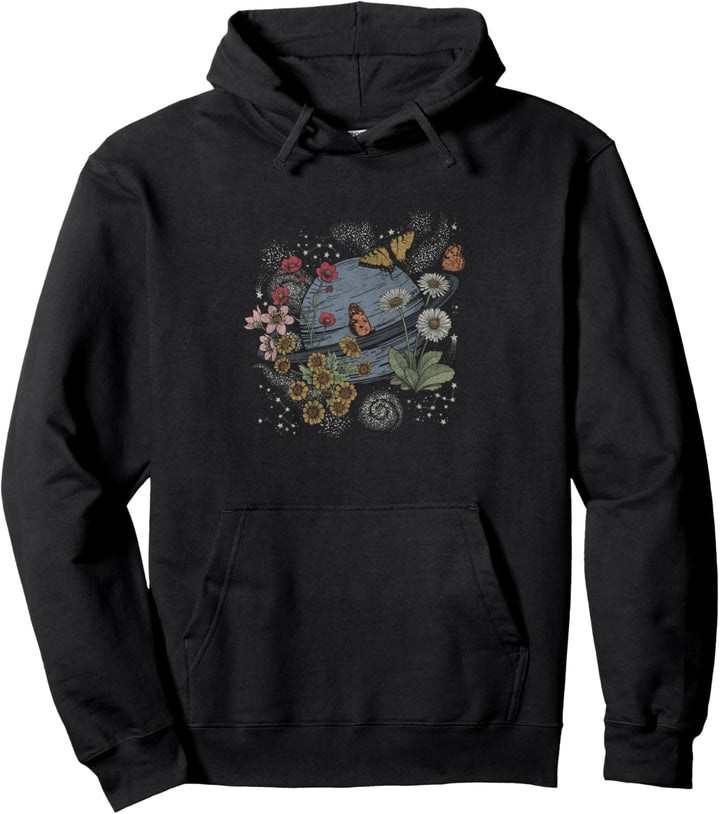 Wildflower Butterflies Cosmic Planet Pullover Hoodie