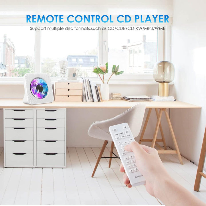 Tragbarer CD-Player mit Bluetooth, Gueray Desktop für zu Hause, Eingebaute Doppelte HiFi-Lautspreche