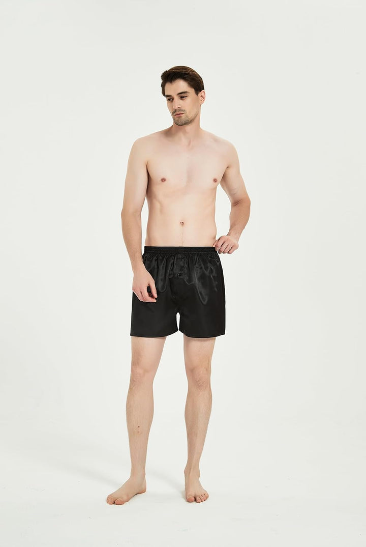 JupiterSecret Herren Satin Boxershorts Pack Unterwäsche, Silk Feeling Schlafshorts mit elastischem B