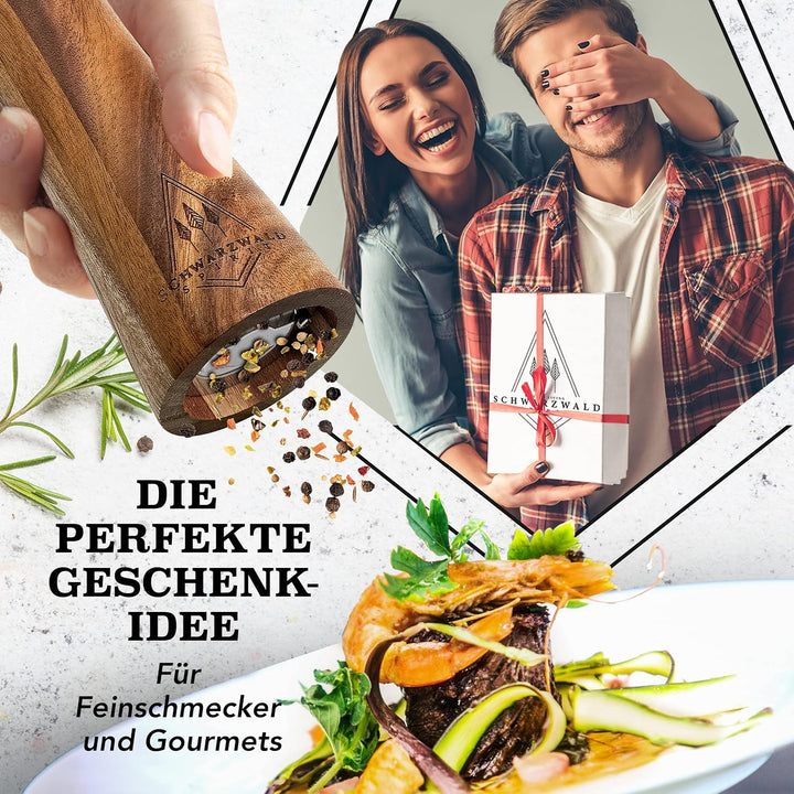 Salz und Pfeffermühle Holz Gross (21 cm) - 2er Set mit Pfeffer und Salzmühle - Gewürzmühle mit Keram