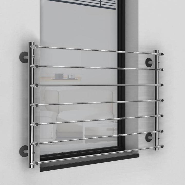 Edelstahl V2A Französischer Balkon, Querstabgeländer, Aussenbefestigung. Verschiedene Grössen: 100x9