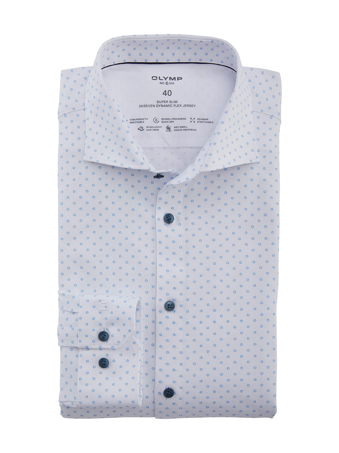OLYMP Herren Businesshemd Langarm No. Six 24/Seven,super Slim,Kent-Kragen, 37 Weiss 00