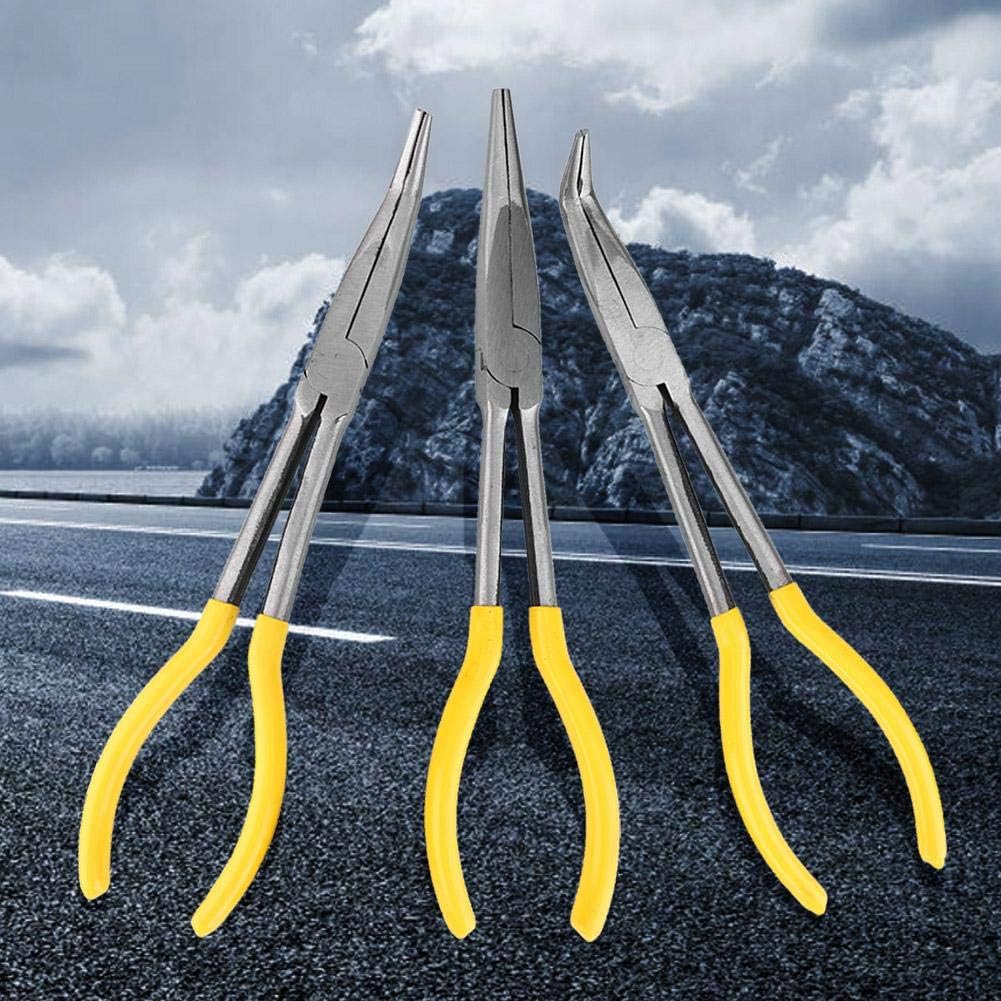 3pcs lange Spitzzange Kohlenstoffstahl, Zangen, Clip-Werkzeuge Spitzzange Extra lange Zangen mit geb
