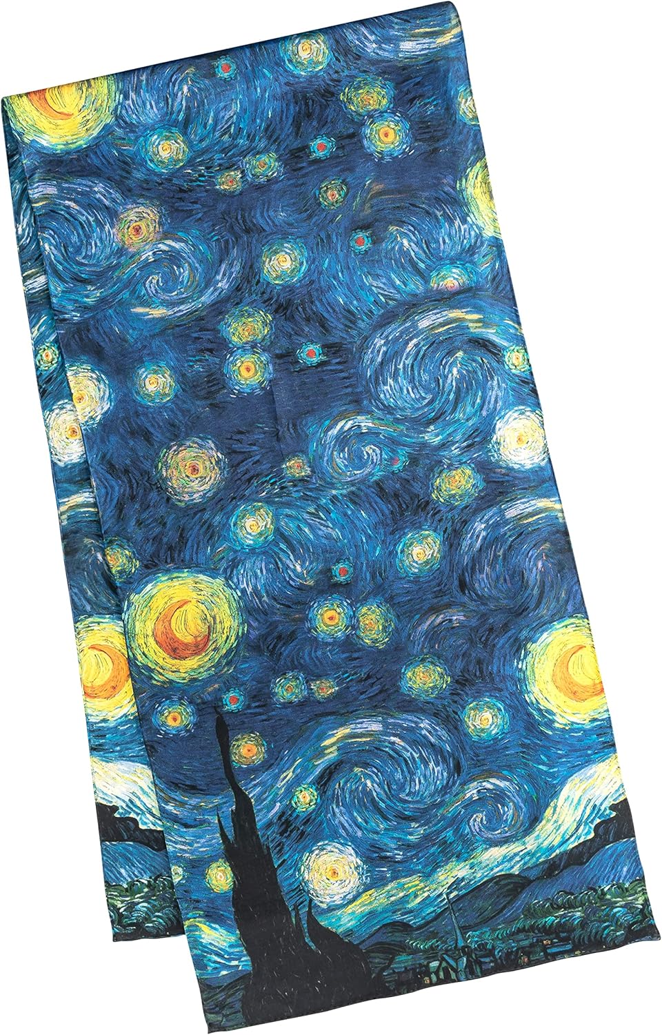 VON LILIENFELD Seidenschal Vincent van Gogh Sternennacht Damen Satin lang Kunst Motiv 172 x 42 cm