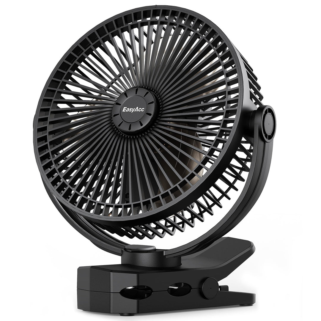 EasyAcc 10000mAh Oszillierender Clip Ventilator, 160° automatischer horizontale Schwenk USB Ventilat