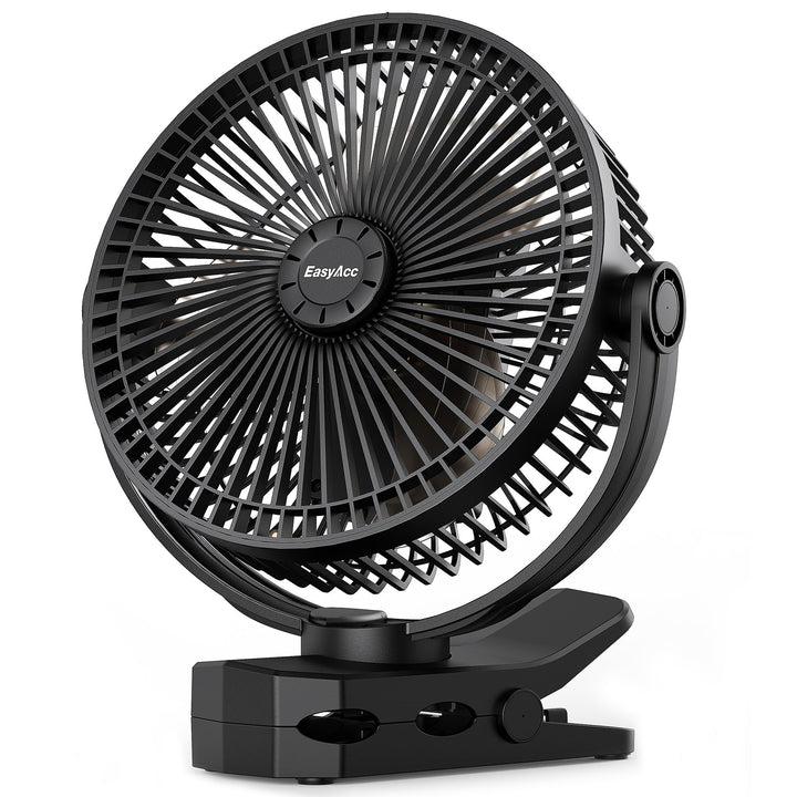 EasyAcc 10000mAh Oszillierender Clip Ventilator, 160° automatischer horizontale Schwenk USB Ventilat