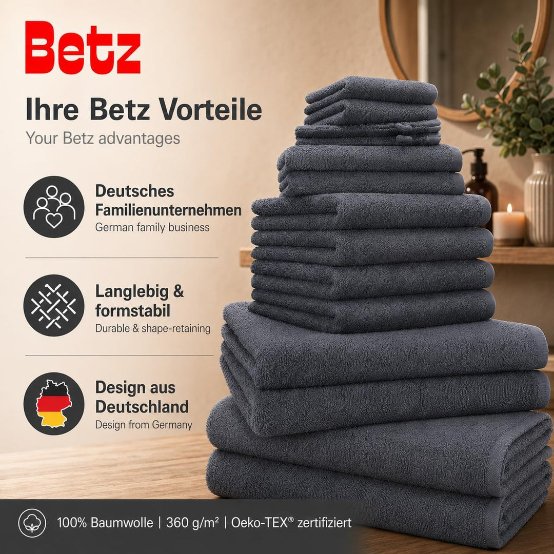 Betz 12 TLG. Handtuch Set Berlin 100% Baumwolle Liegetücher, Handtücher, Gästetücher, Seiftücher und