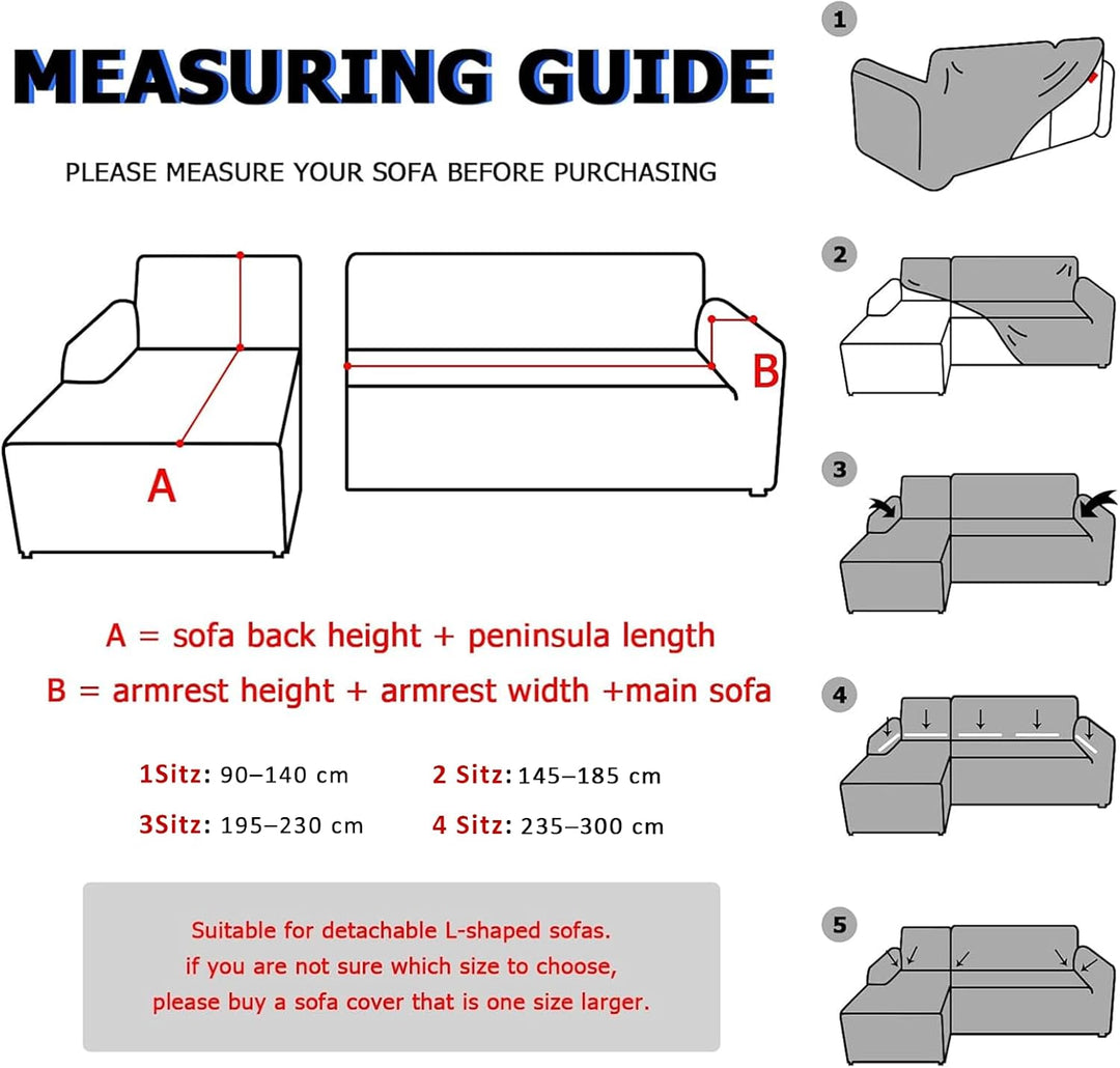 Lydevo Sofabezug Ecksofa L Form Sofa Überwürfe Stretch Sofabezug L Form Rechts oder Links mit Zwei K