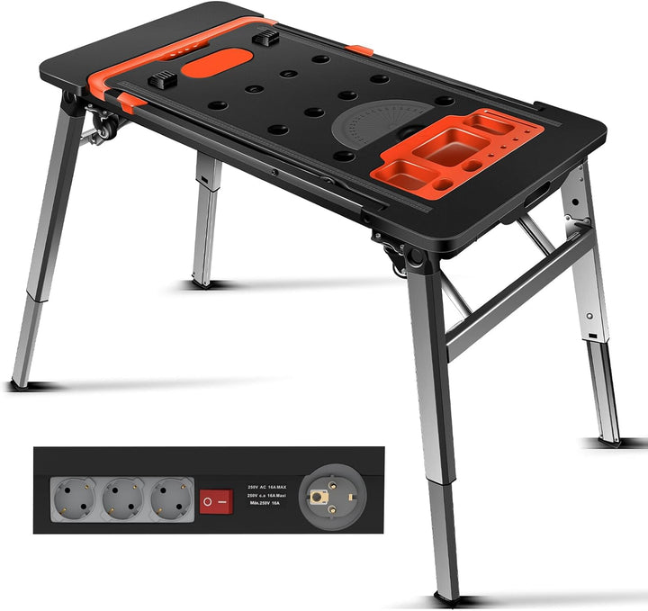 Vertak Faltbar 7-in-1 Klappbare Werkbank mit Integrierter Steckdosenleiste Haushalt & DIY-Arbeitspla