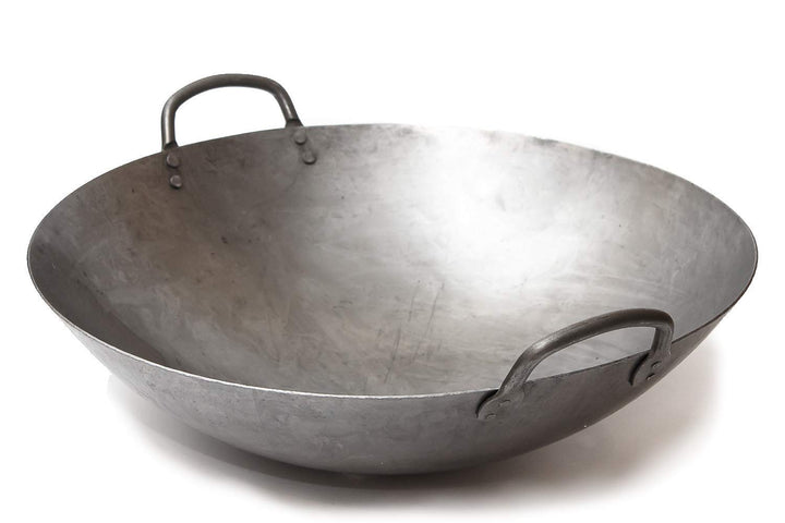 Craft Wok Grosser, schwerer, handgefertigter Wok aus Carbonstahl im Kanton-Stil, 40 cm (Rundboden) /