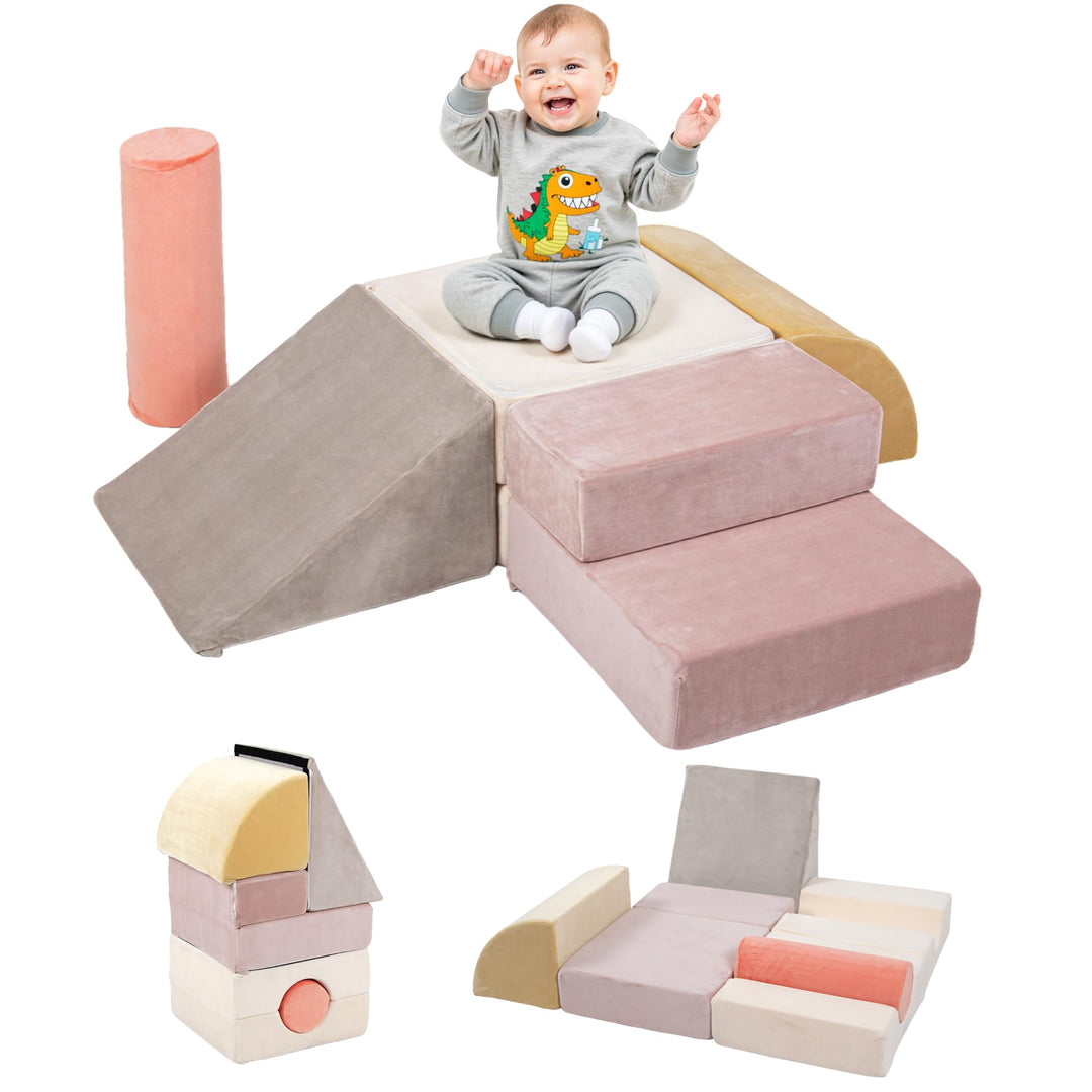 BanaSuper Schaumstoff Bausteine für Kinder, XXL Kletterblöcke Set Falten zu Spielmatte, Weiche Softb