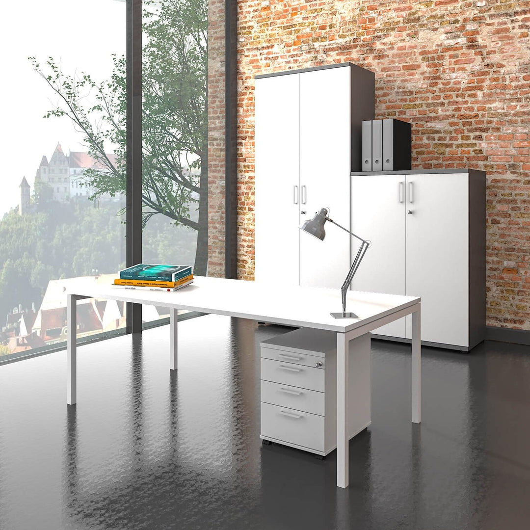 Profi Rollcontainer 60cm tief weiss Rollschrank Büro Container Optima