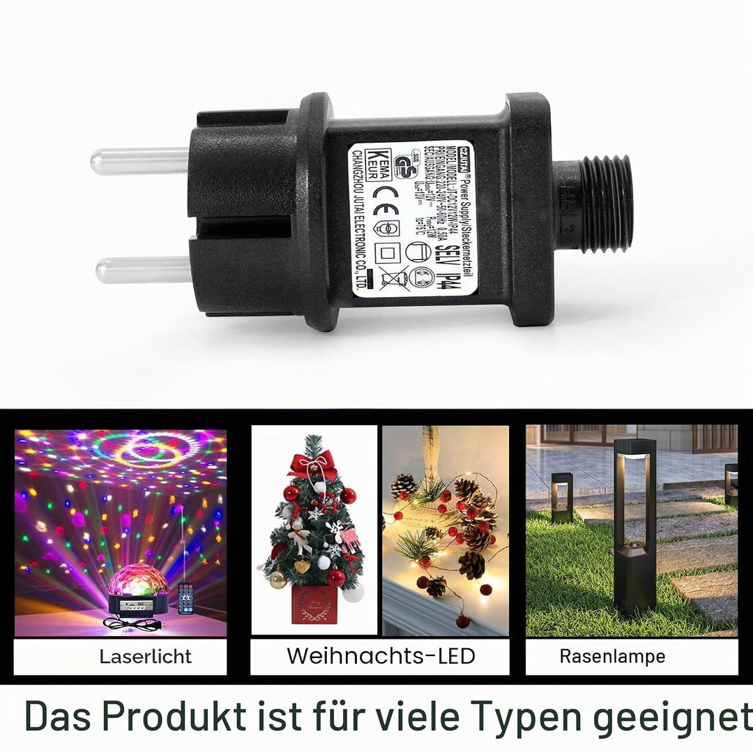 12 V 12 W LED-Transformator CZJUTAI IP44 Stromversorgung für Weihnachtsbeleuchtung mit Stecker – EU-
