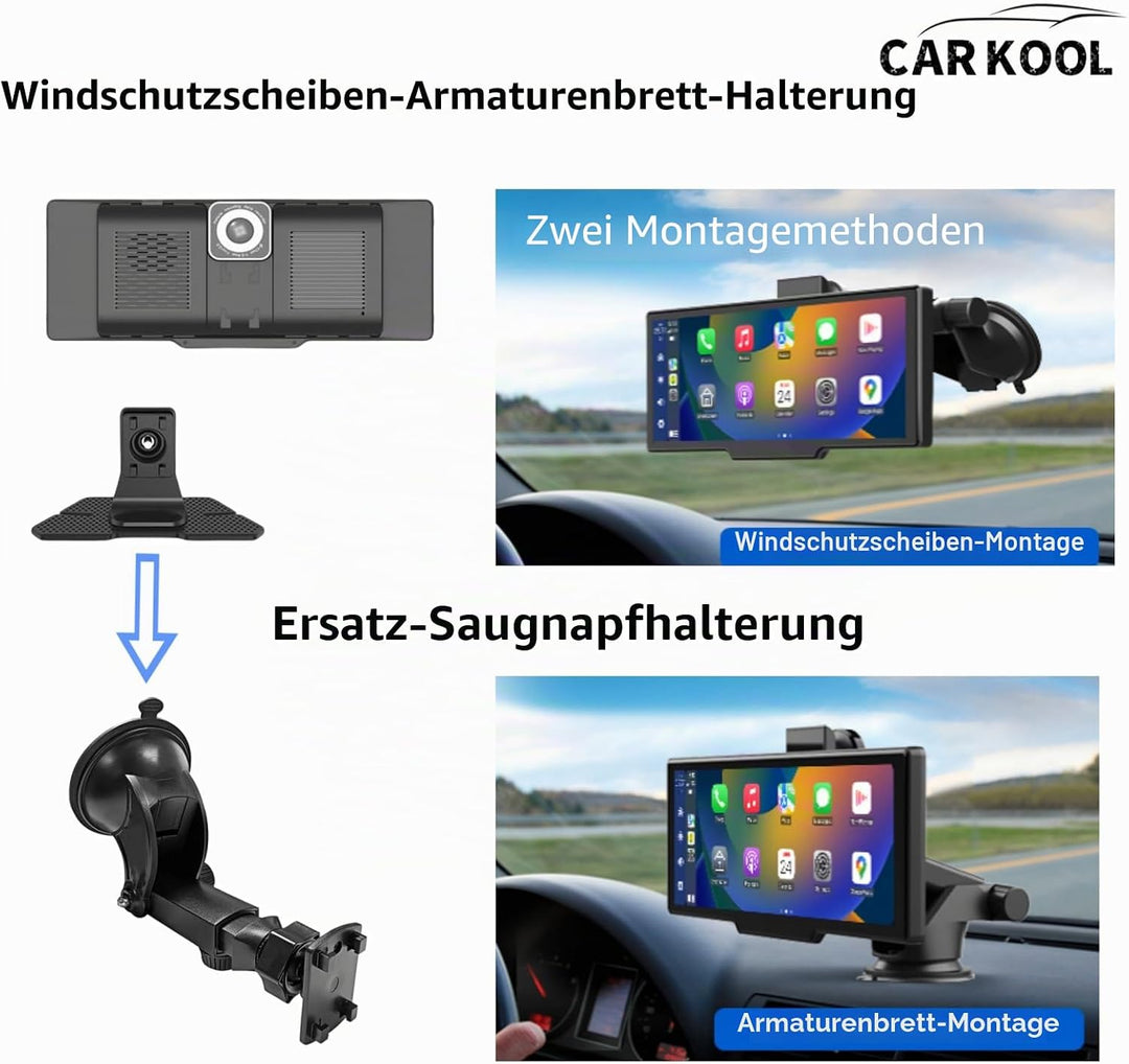 Saugnapfhalterung für CarPlay Display, 360° Drehbare Armaturenbrett Carplay Halterung Auto, 17 mm Ku