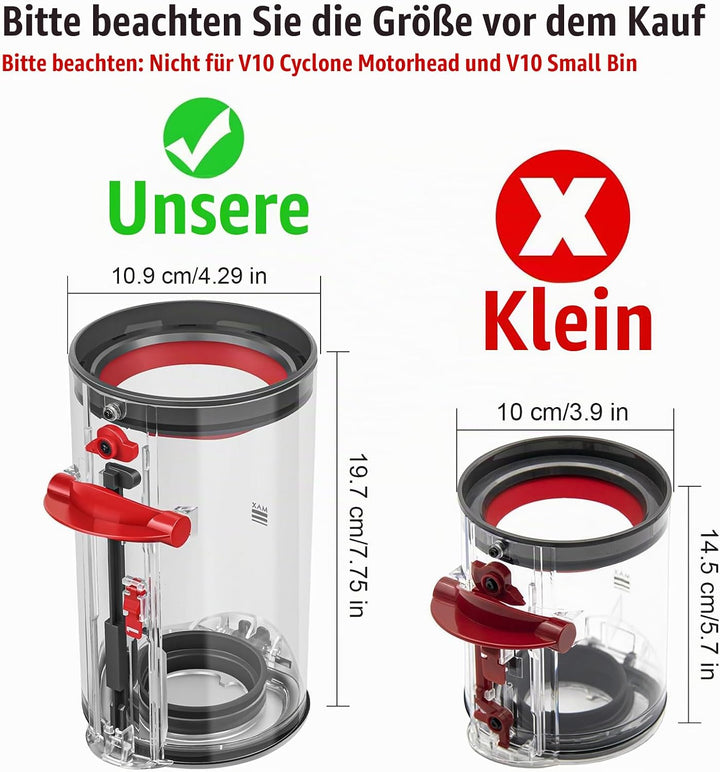 RUKHOOL Behälter für Dyson V10 SV12 Staubbehälter Ersatzteil Zubehör Staubsauger Mülleimer Staubbox