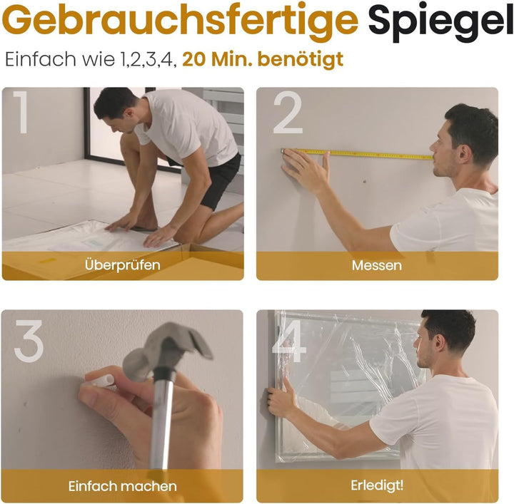 EMKE® 7 in 1 LED Badspiegel 80x60cm Badspiegel mit Beleuchtung 3000K/4000K/6500K Touch+Dimmbar+Besch
