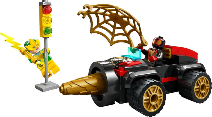 KITMOUS Drill Spinner Vehicle, Miles Morales Spin Car with 2 Minifigures, Toy from + TV Series, Gift