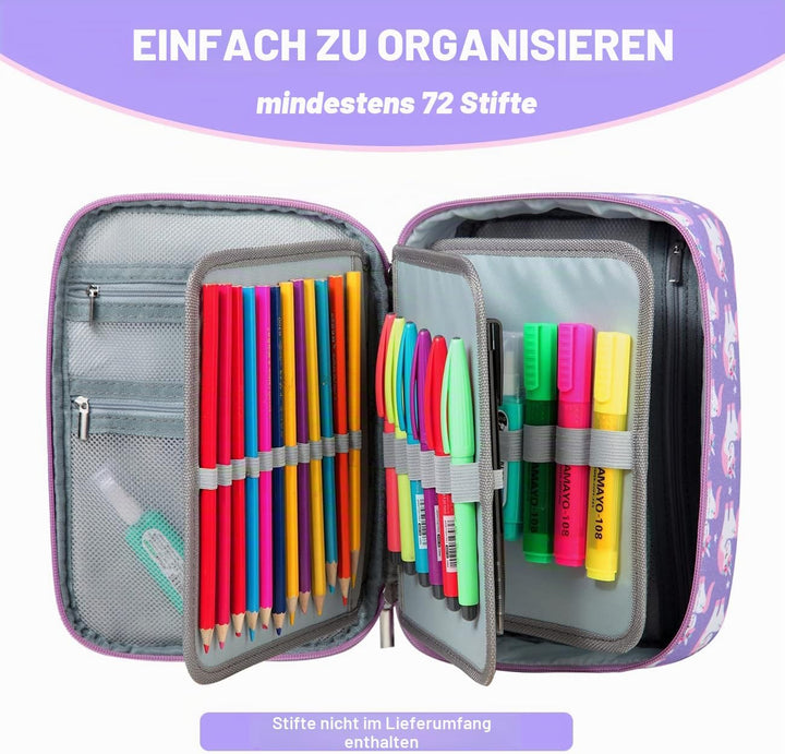 VASCHY Grosse Federmäppchen, Multi Fächer Federmappe Mäppchen Organizer 72 Stück Etui Schule Federta