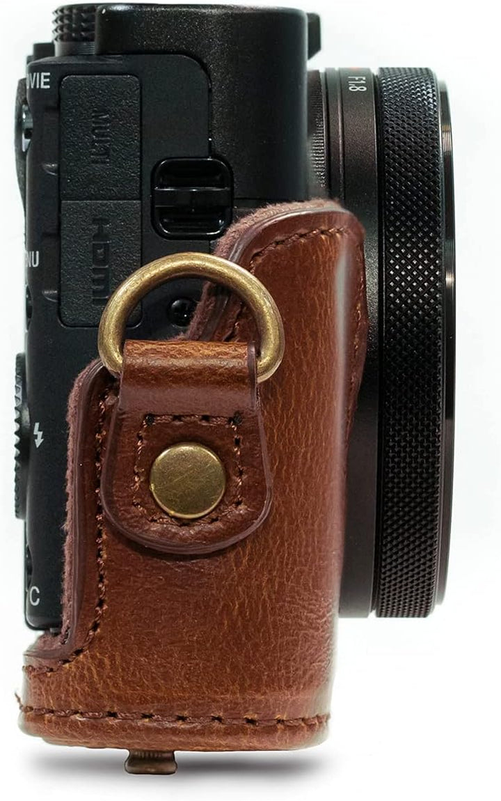 MegaGear Ever Ready Kameratasche aus Leder kompatibel mit Sony Cyber-Shot DSC-RX100 VI, DSC-RX100 V,