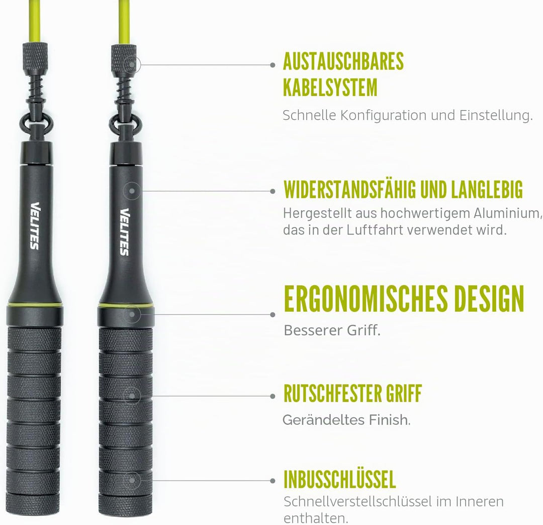 Velites Belastbares Springseil für Crosstraining, Boxen und Fitness Earth 2.0, ideal zur Maximierung
