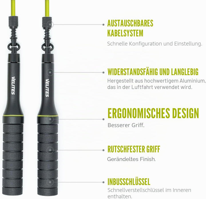 Velites Belastbares Springseil für Crosstraining, Boxen und Fitness Earth 2.0, ideal zur Maximierung
