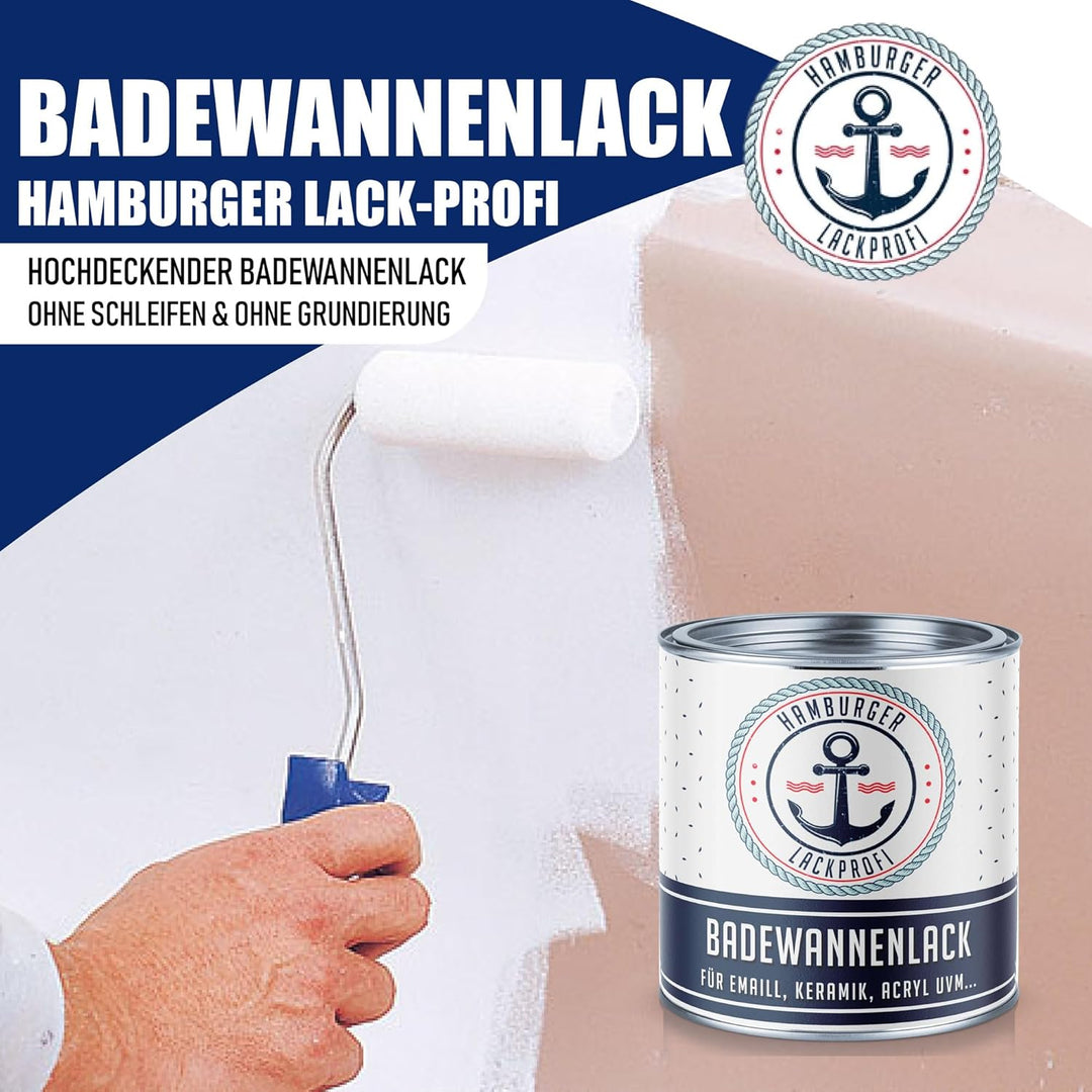 Badewannenlack GLÄNZEND Weiss RAL 9010 Badewannenbeschichtung Emaille Farbe // Hamburger Lack-Profi
