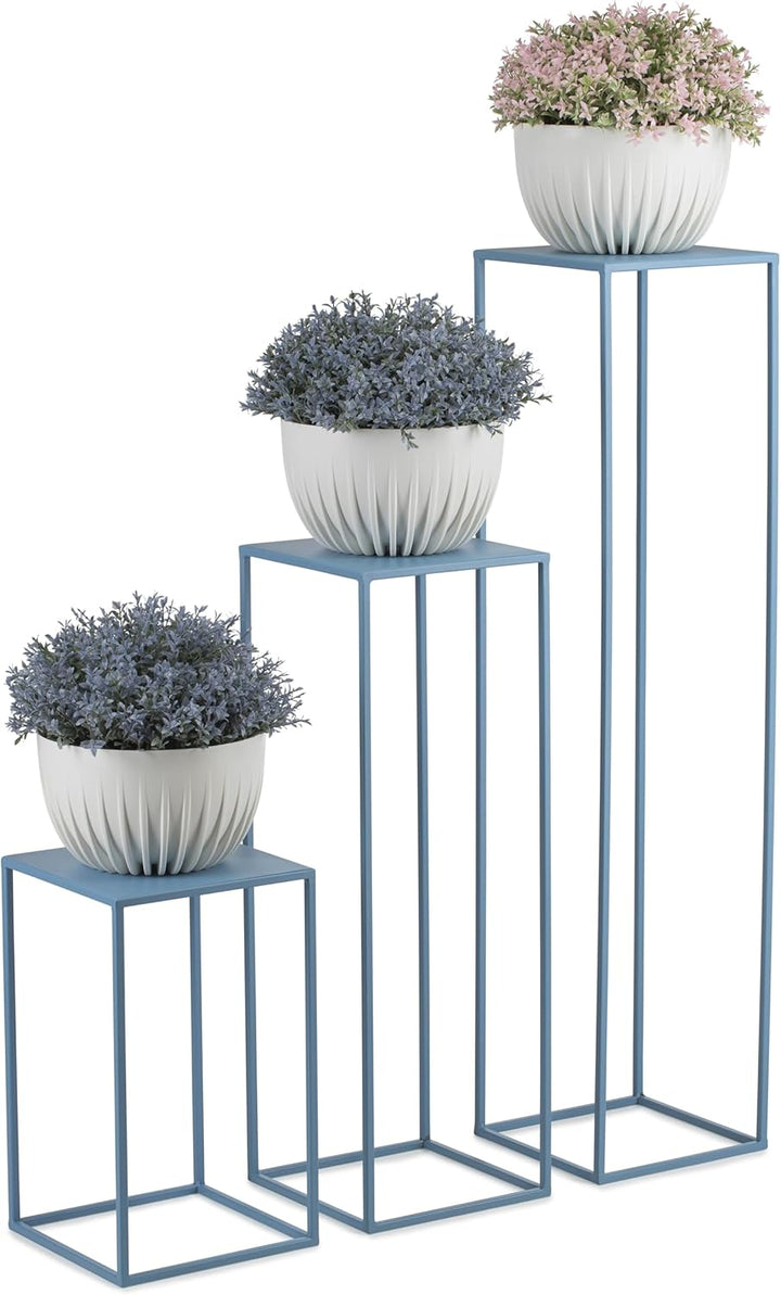 HowHomely Blumenständer Metall Blau 100 cm Hoch - Solider und Robuster Blumenhocker Metall - Pflanze