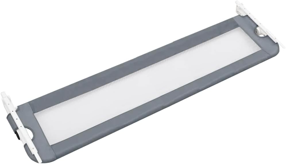 Kleinkind Bettschutzgitter Grau 120x42 cm Polyester klappbar höhenverstellbar atmungsaktiv Schutzgit