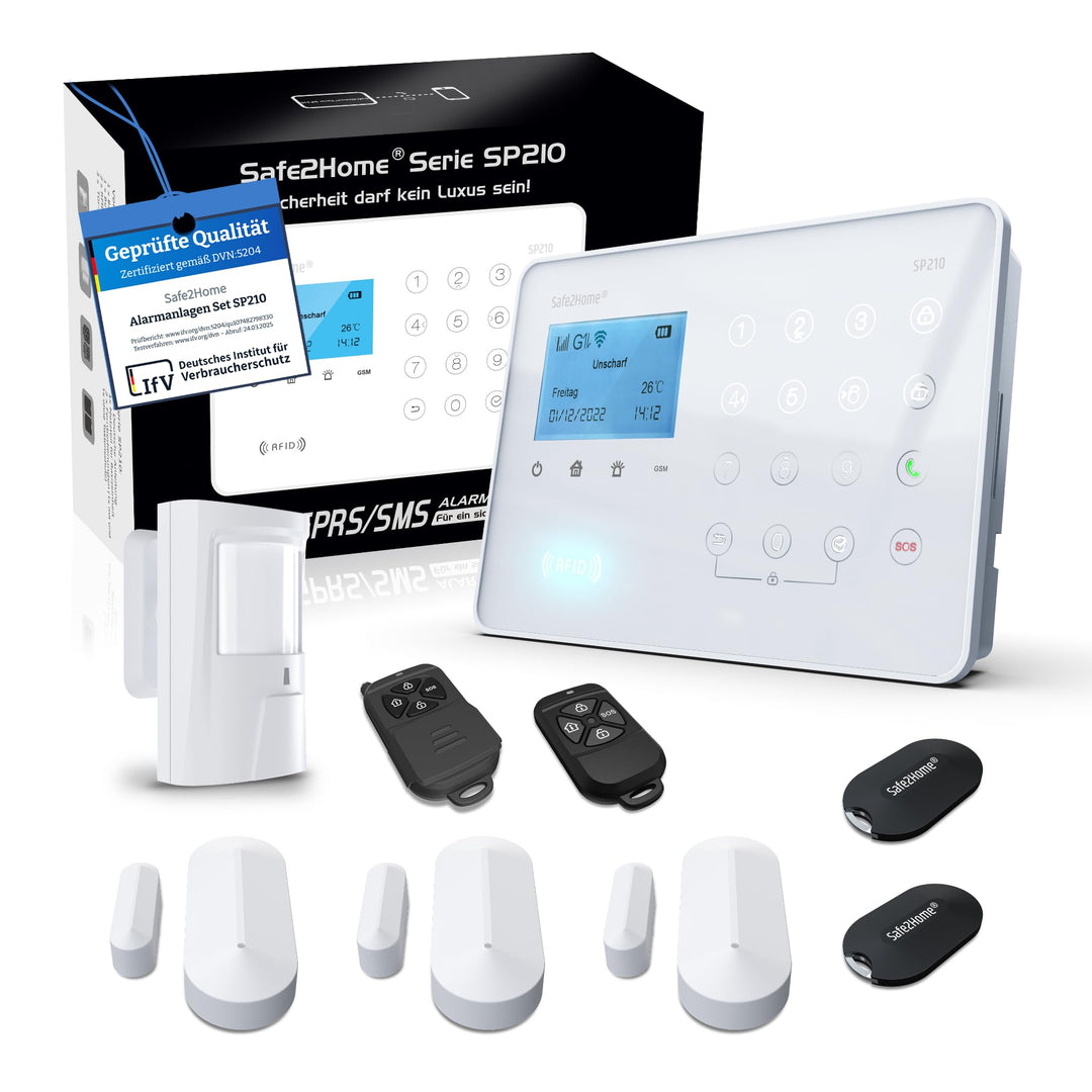 Safe2Home® 4G Funk Alarmanlage Basis Set SP210 mit Sabotageschutz u Lichtsteuerung – deutsch - LTE W