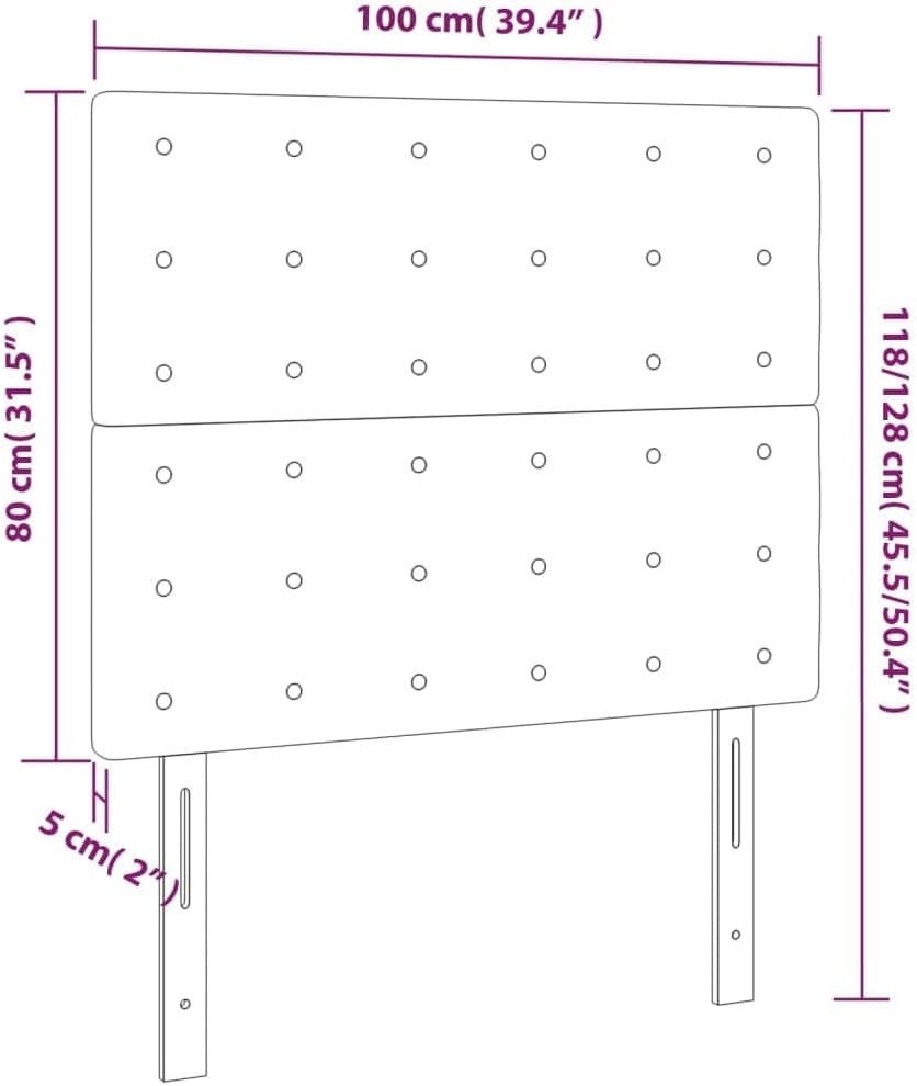 vidaXL Kopfteil 2 STK., Bettkopfteil mit Holzbeinen, Höhenverstellbar Polsterkopfteil für Bett, Bett
