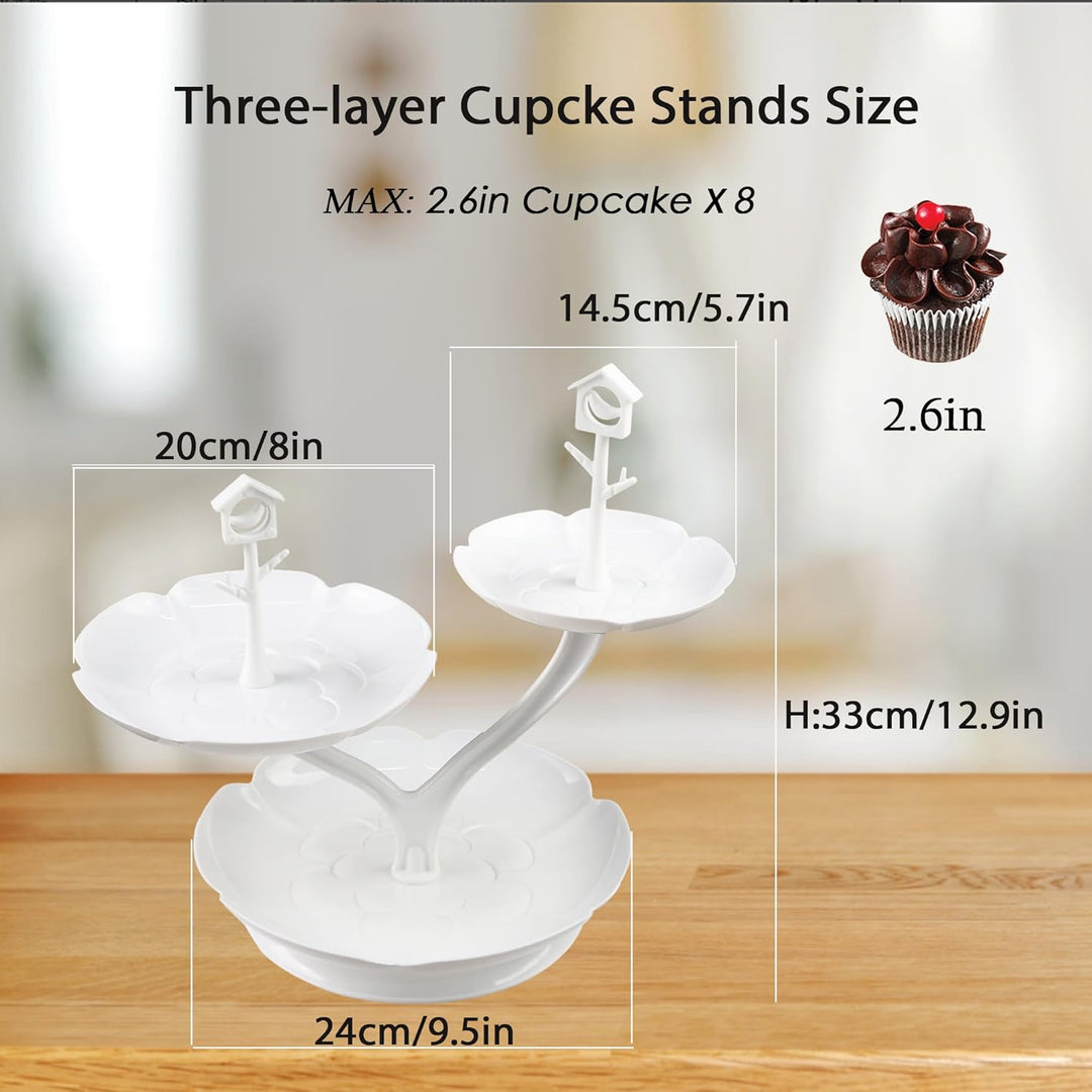 2 Stück Tortenständer, Etagere 3 Etagen Kuchenständer, Wiederverwendbar 3 Etagen Cupcake Dessert Stä