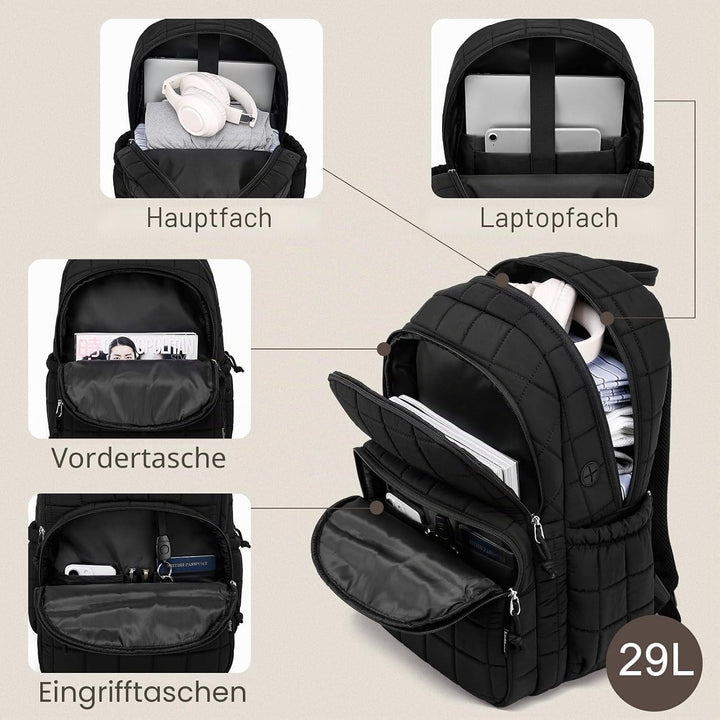 kadilong Puffer Laptop Rucksack Damen,Schulrucksack Frauen Reiserucksack Tagesrucksack Teenager Mädc