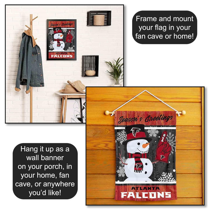 Atlanta Falcons Holiday Winter Snow Garden Flag Double Sided Banner