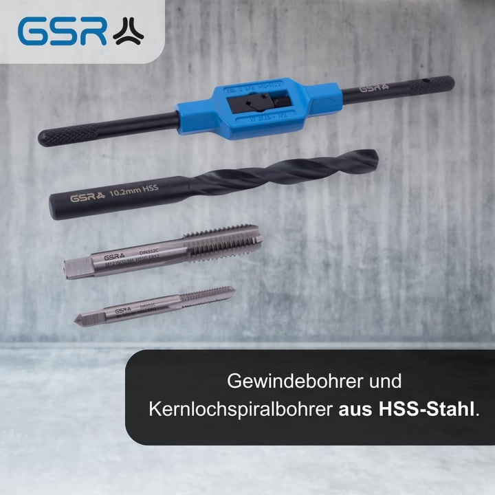 GSR Profi Handgewindebohrer M3-M12 & Kernlochbohrer Satz, Gewindeschneider Set 30-teilig, HSS Bohrer