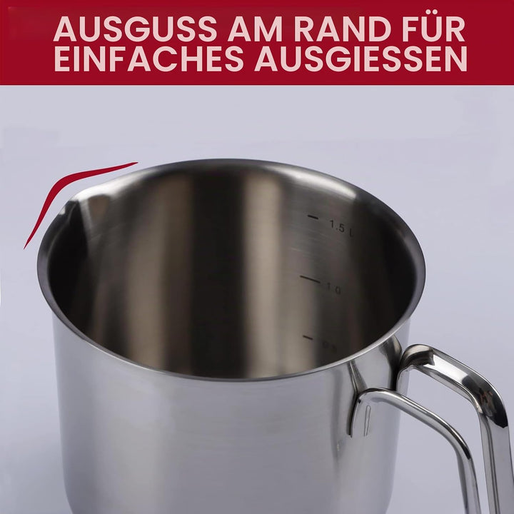 Edelstahl-Kochtopf mit Glasdeckel, Mehrzweck-Saucenpfanne mit Siebdeckel und Ausgiesser zum Kochen v