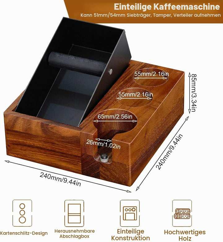 Tamperstation, Espresso Tamper Station, Espresso Tamperstation und Klopfbox, Espresso Tamper Station