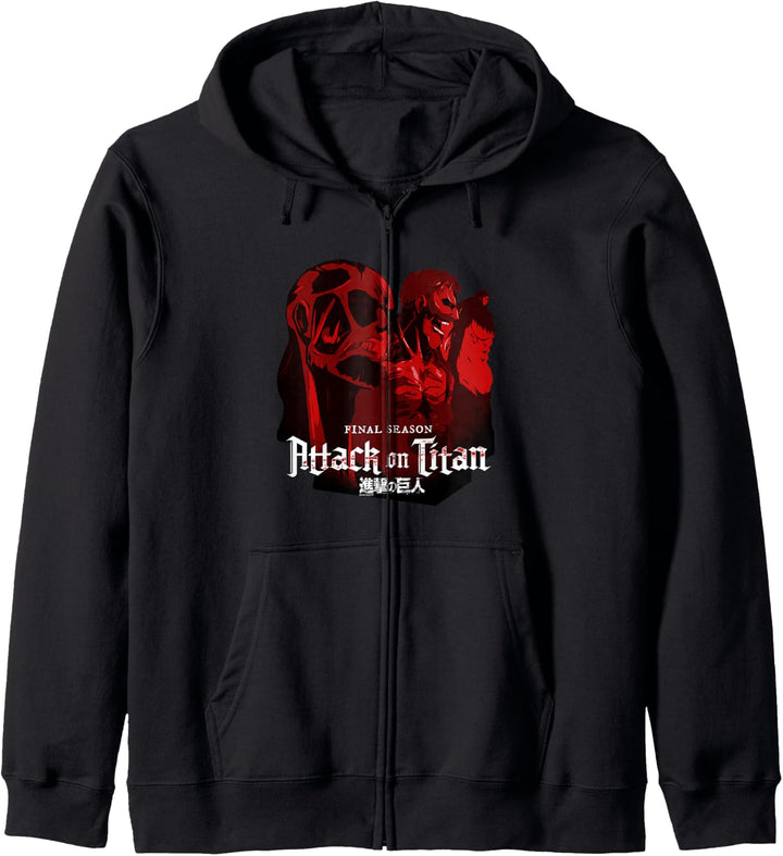 Attack on Titan Season 4 Blickfang Collage mit Logo Kapuzenjacke
