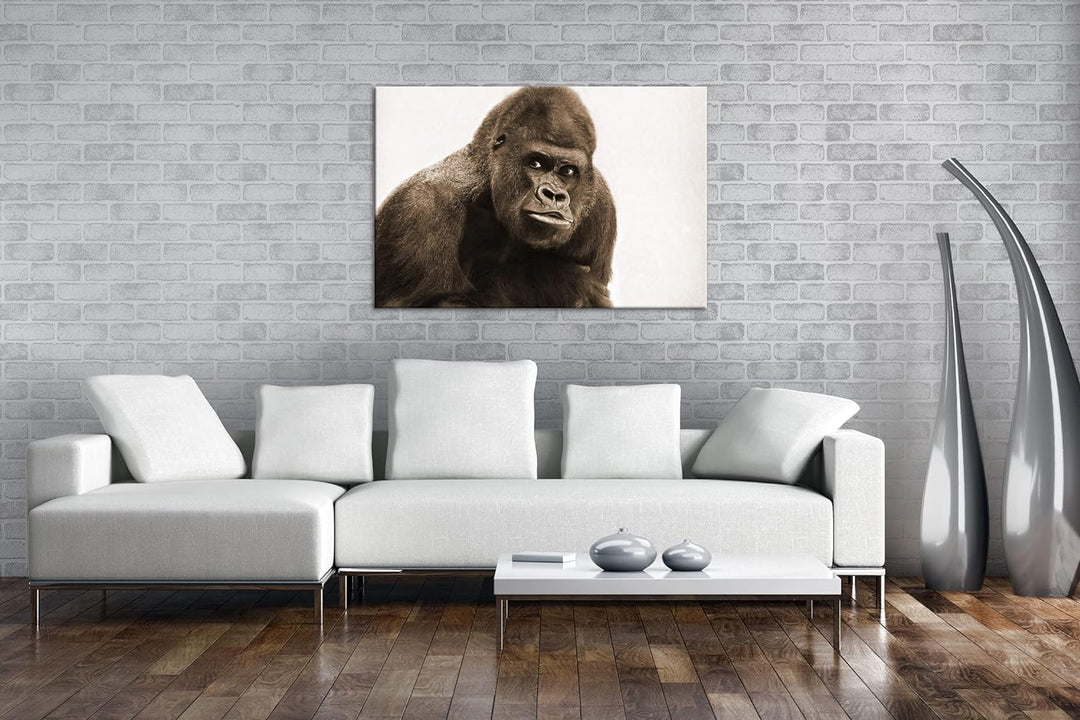deyoli Gorilla Silberrücken Format: 100x70 Effekt: Sepia als Leinwandbild, Motiv fertig gerahmt auf