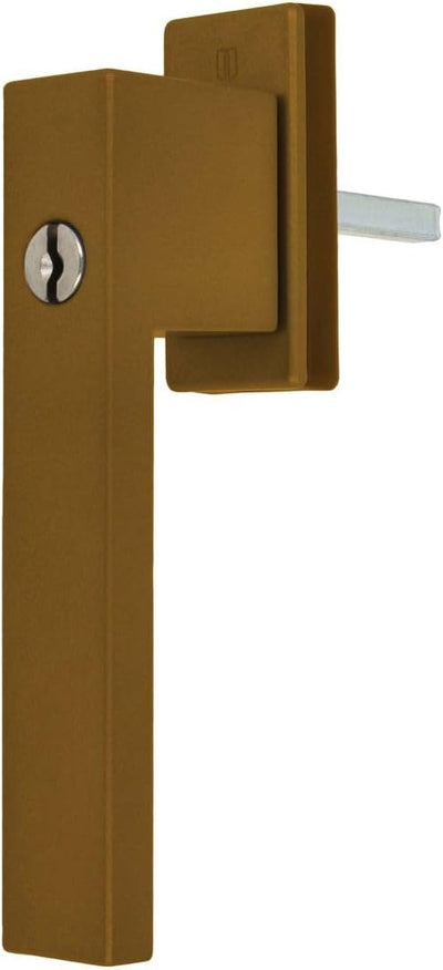 Design Aluminium Fenstergriff Dublin abschliessbar - pulverbeschichtet, Farbe:Gold F4, Stiftlänge:35