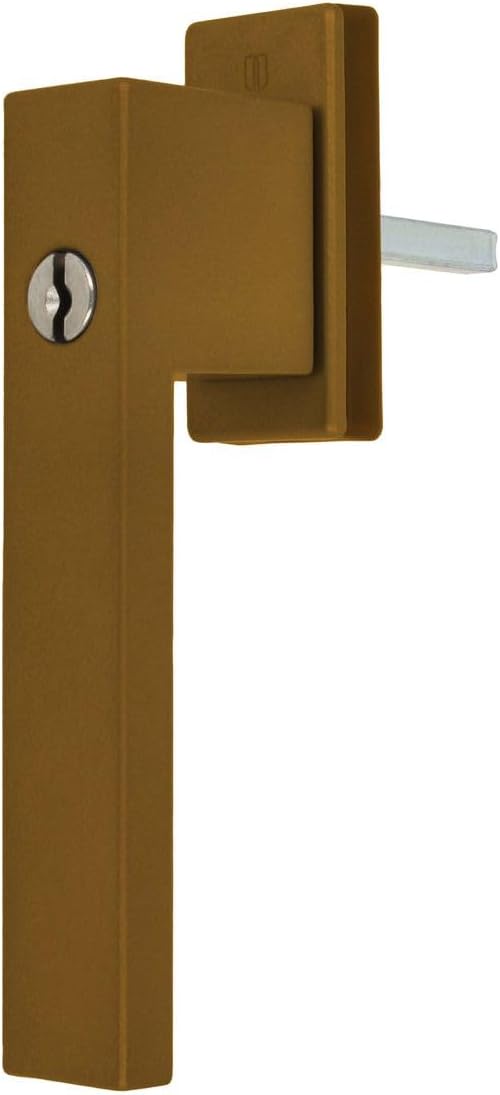 Design Aluminium Fenstergriff Dublin abschliessbar - pulverbeschichtet, Farbe:Gold F4, Stiftlänge:35