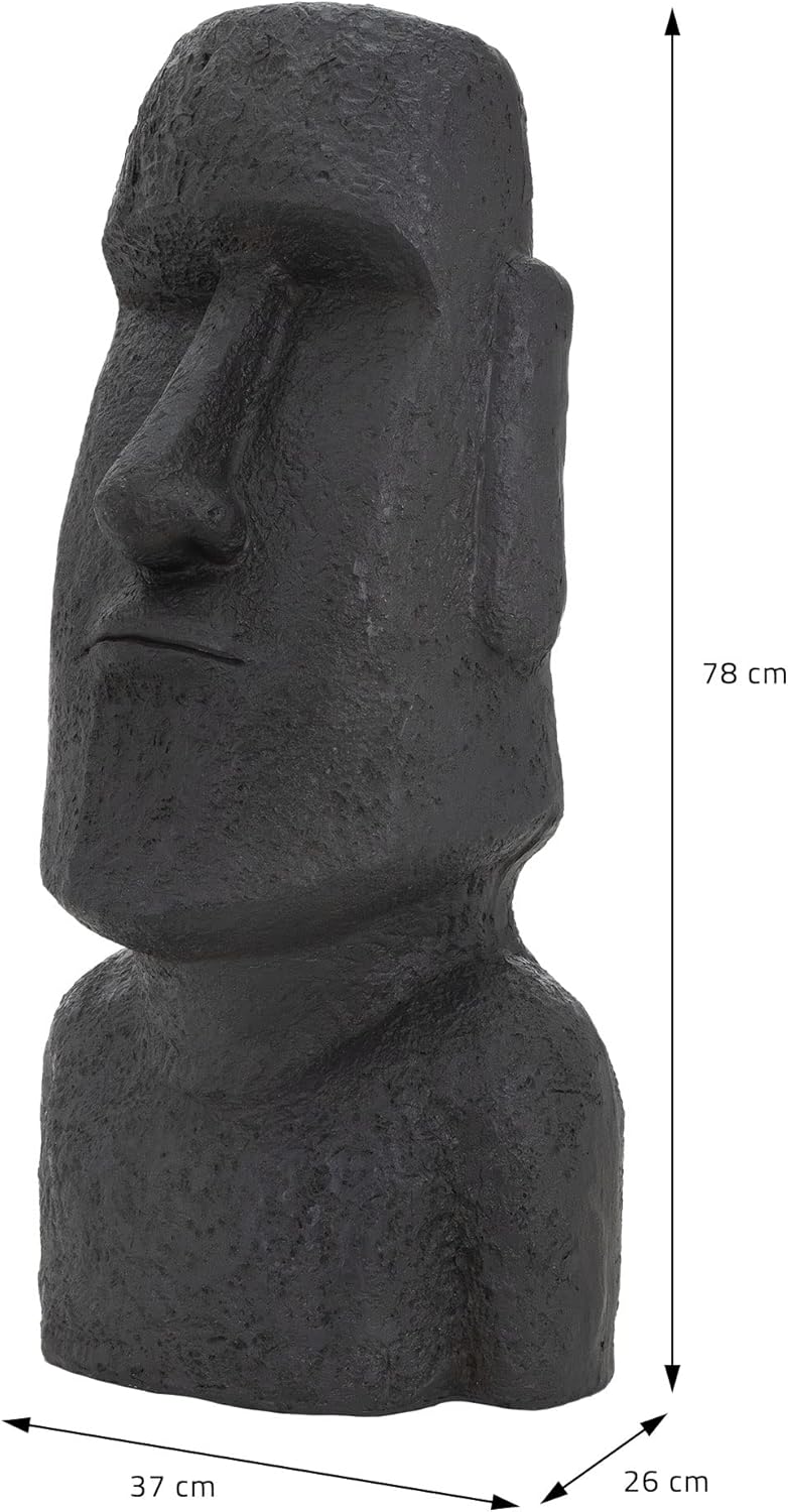 ECD Germany Moai Figur Rapa Nui Kopf 78cm hoch, Anthrazit, aus wetterfestem Kunstharz Polyresin, Ost